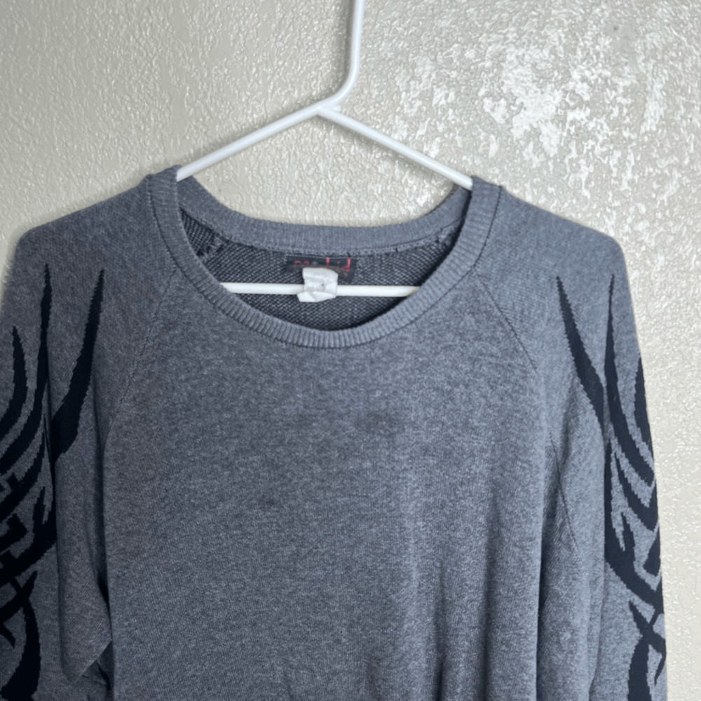 Vintage 90s Morbid Threads Tribal Print Long Sleeve Sweater Made In USA Grunge - Picture 4 of 6